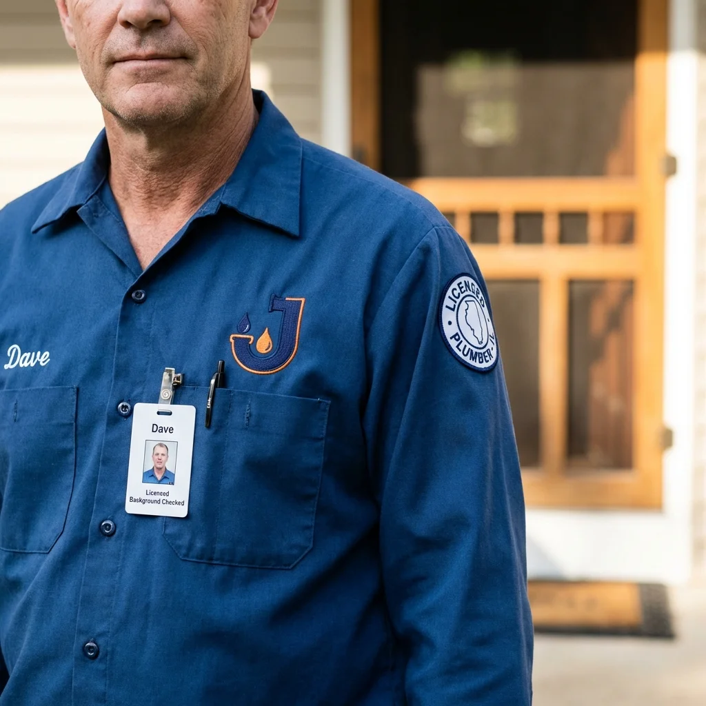 Licensed plumber showing ID badge in Cynthiana, KY