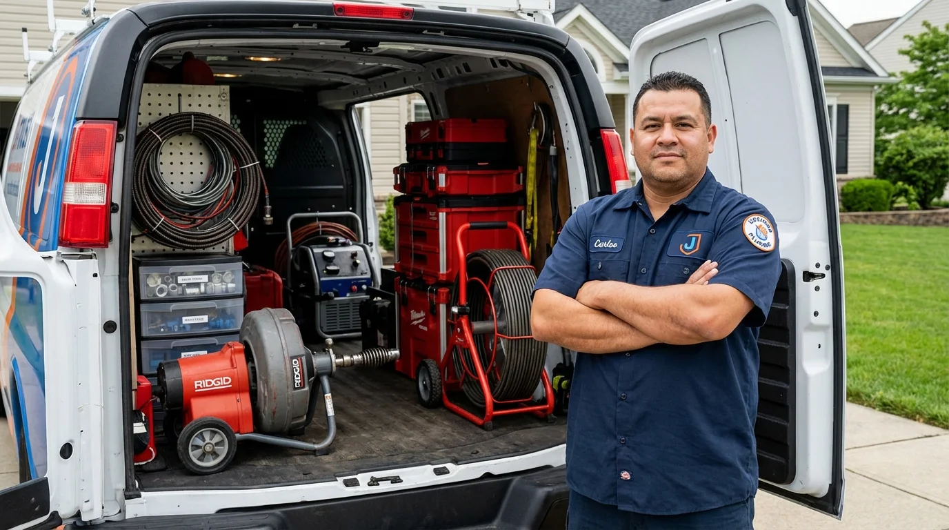 Professional drain cleaning equipment and Johns Plumbing LLC plumber in Cynthiana