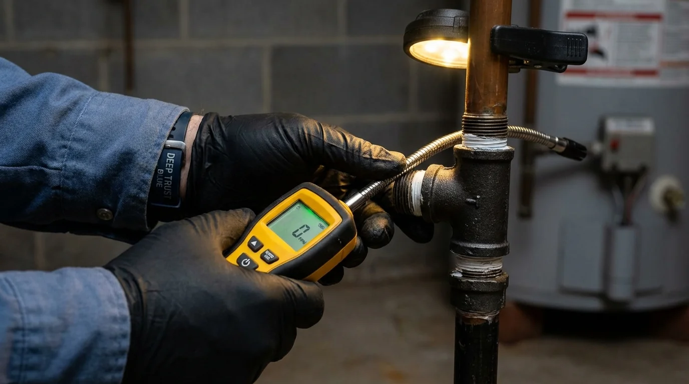 Gas leak detection with electronic sniffer by Johns Plumbing LLC in Cynthiana