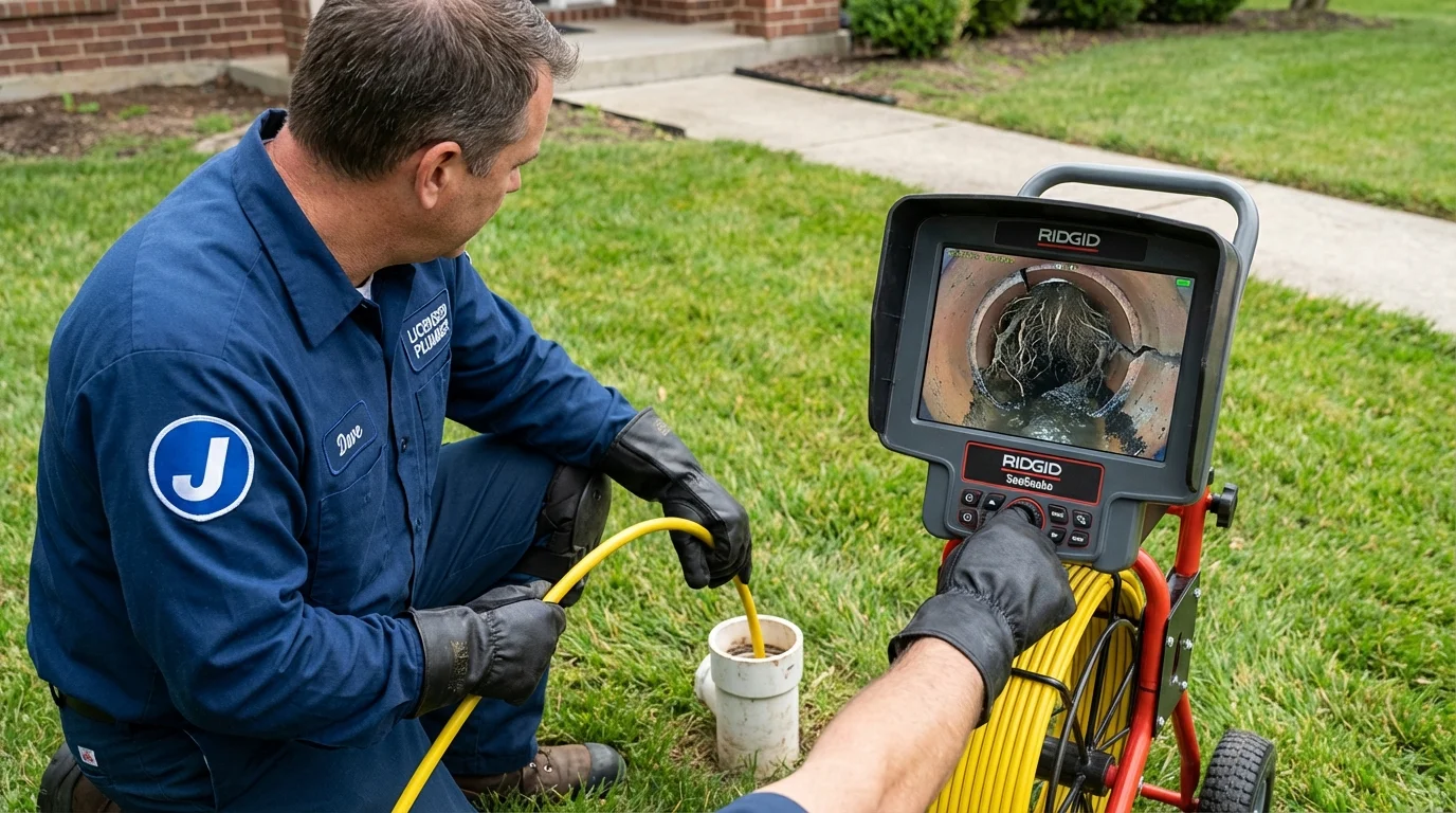 Sewer camera inspection being performed by Johns Plumbing LLC in Cynthiana